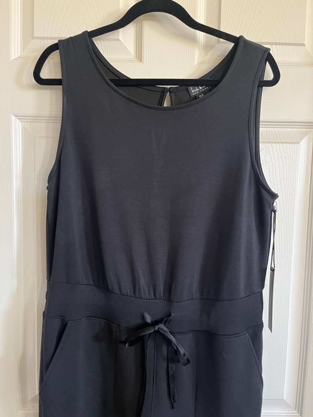 Black Nicole Miller Sleeveless Drawstring Jumpsuit